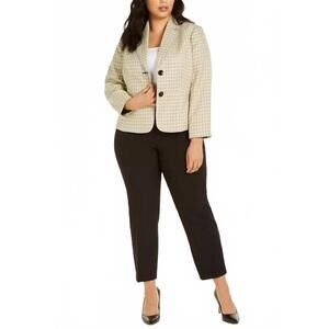 NEW LE SUIT 2 button notch collar plaid tweed-jacket pant suit set - plus in but